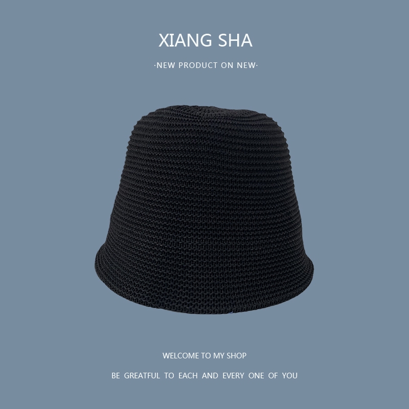 Net celebrity knitted fisherman hat female summer Korean version of all the fashion Japanese ins general anesthesia breathable shade bucket hat 96