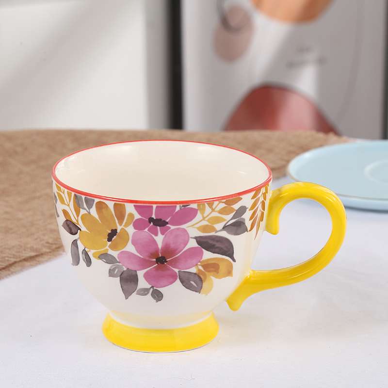 European and American style home hand-painted breakfast milk oat cups, large-capacity coffee red tea cups, factory wholesale mugs detail image 6