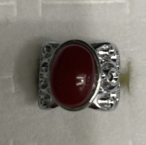 Platinum color two years sticky deep red imitation jade popular fashion all men and women ring