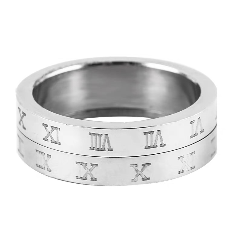 Roman numeral fashion trend couple rings for men and women details Picture