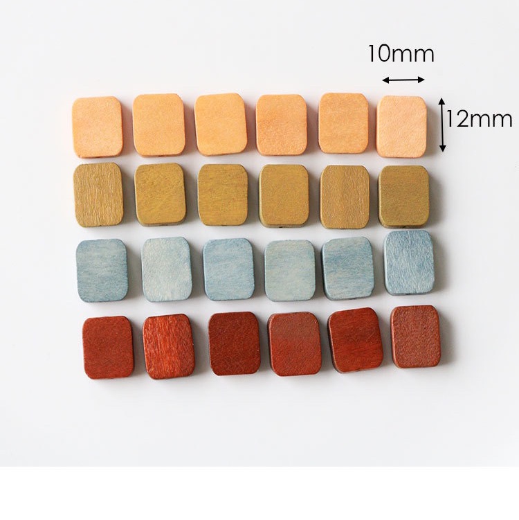 Wooden small square piece earrings and necklace accessories