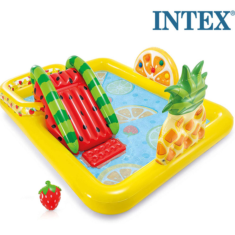 INTEX57158 Home cartoon fruit water play pool, slide, fountain, inflatable swimming pool, children's ocean ball pool details Picture