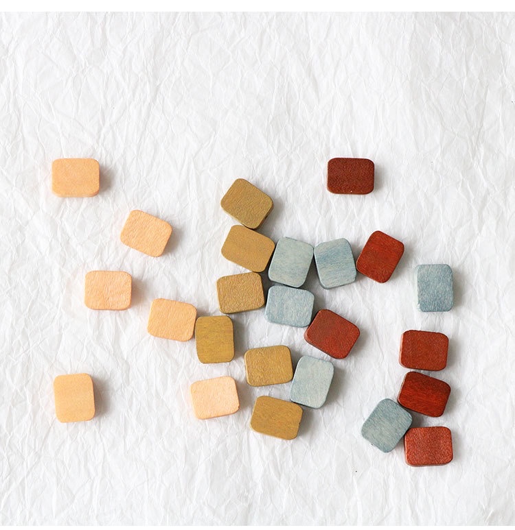 Wooden small square piece earrings and necklace accessories Specification image