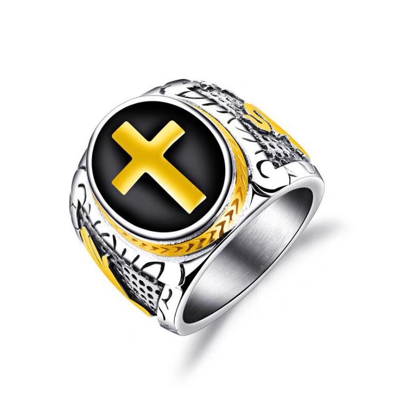 European and American retro ring, men's trendy hip-hop and powerful single ring, titanium steel index finger ring 1 Specification image