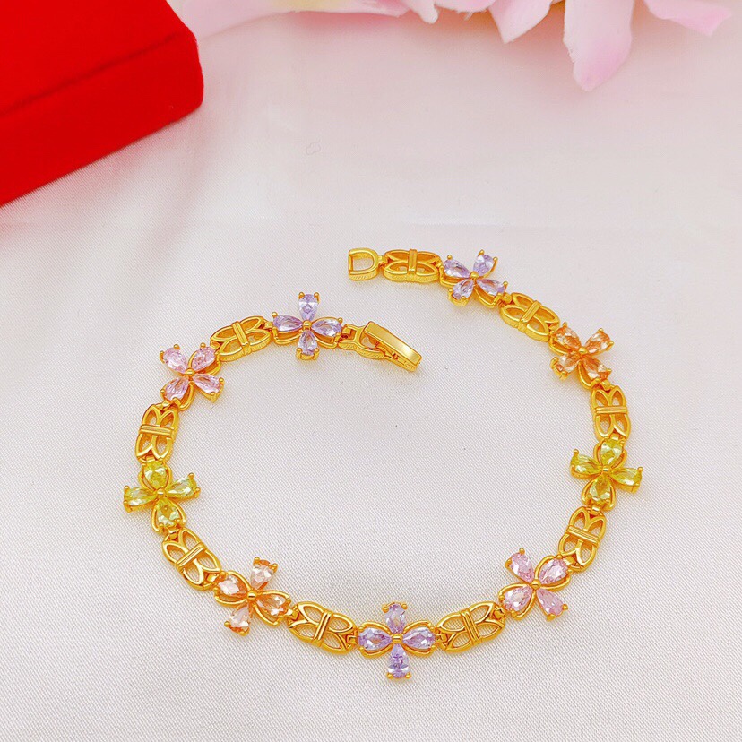 Colorful four-leaf clover zircon bracelet