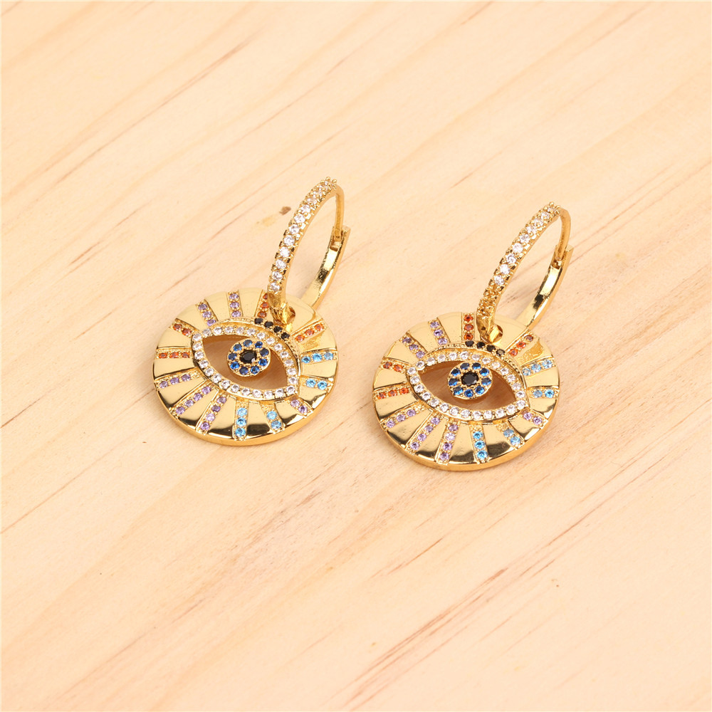 New cross-border INS accessories from Europe and America: Devil's Eye ear loops and ear rings, fashionable and trendy women's colorful diamond earrings detail image 3