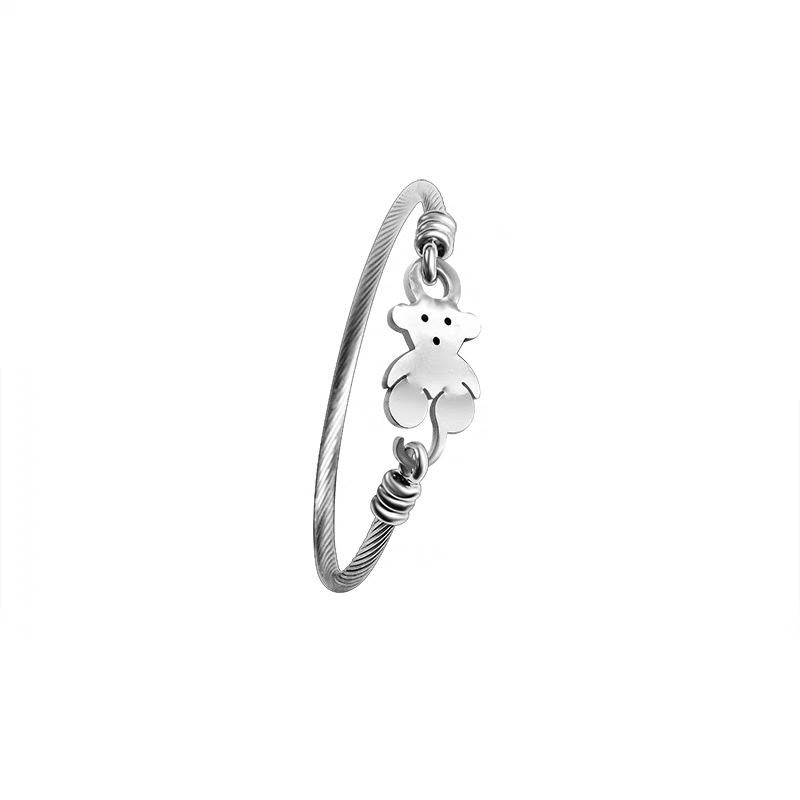 The new titanium steel jewelry is selling well, featuring a stainless steel bracelet for a little bear girl details Picture