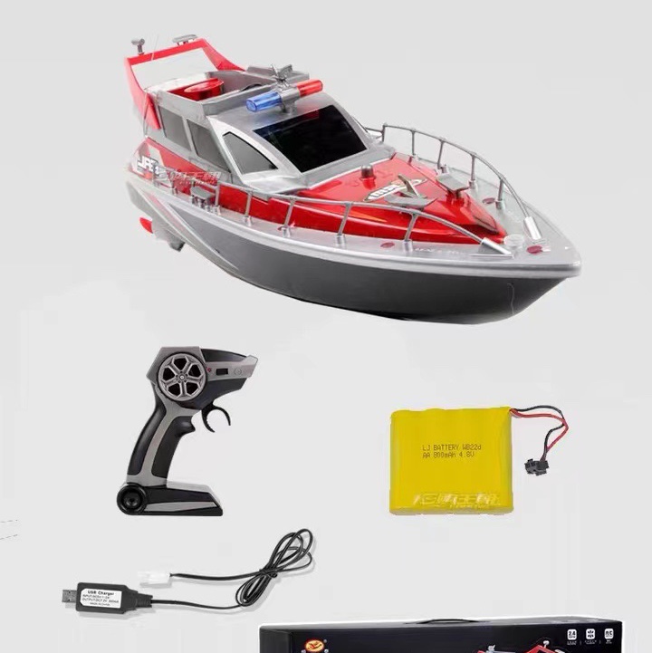 Cross-border children's remote control boat model, military warship toy ship, electric military police vessel, simulation speedboat