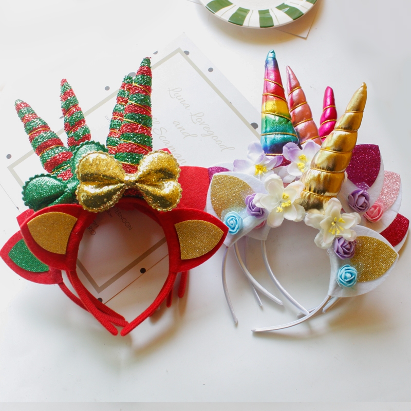 Hot-selling children's unicorn headband, Halloween party headgear simulation flower rabbit ears party hair as head band 18 thumbnail