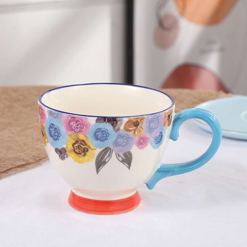 European and American style home hand-painted breakfast milk oat cups, large-capacity coffee red tea cups, factory wholesale mugs detail image 15