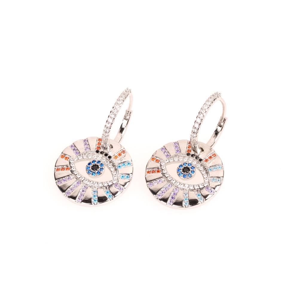 New cross-border INS accessories from Europe and America: Devil's Eye ear loops and ear rings, fashionable and trendy women's colorful diamond earrings detail image 1