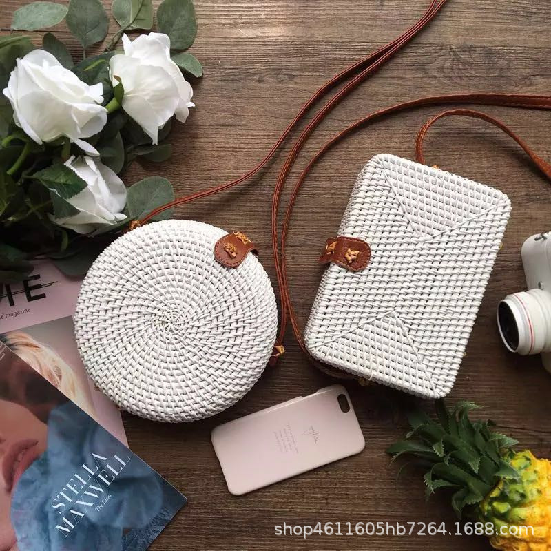 越南藤编 手工草编包 方形藤编包拓迎编织包单肩斜挎女小风香女包产品图