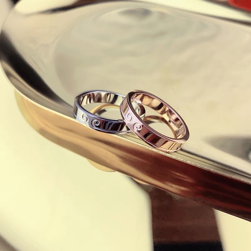 Simple and fashionable titanium steel women's trendy Japanese and Korean couple rings, highly distinctive Jieya steel jewelry Specification image
