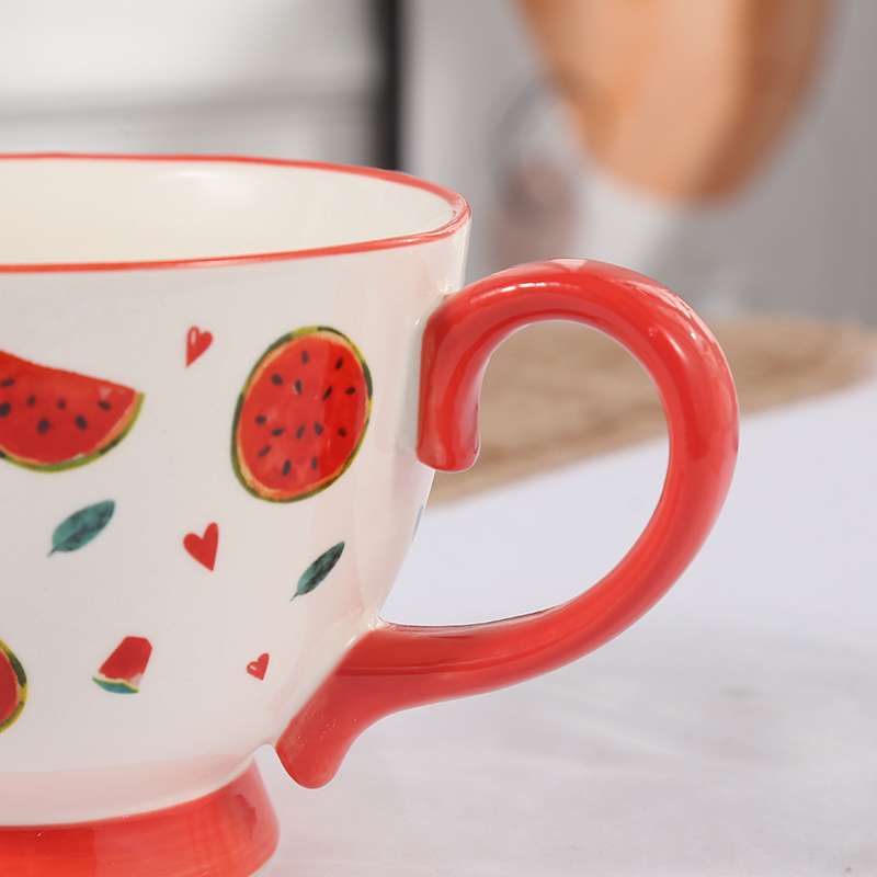 European and American style home hand-painted breakfast milk oat cups, large-capacity coffee red tea cups, factory wholesale mugs detail image 12