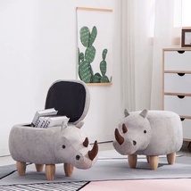 时尚简约创意实木动物犀牛储物凳家用换鞋凳收纳凳儿童卡通凳子
