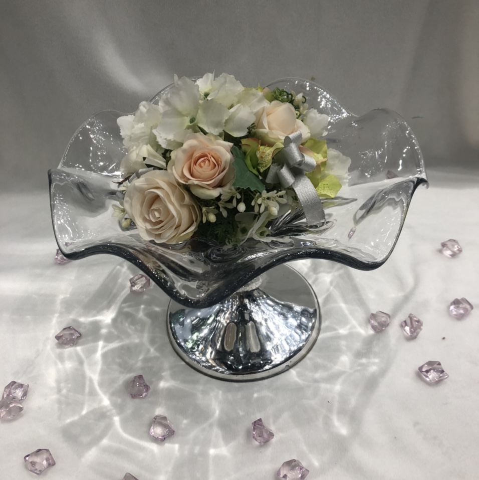Light luxury style silver-plated tall glass fruit tray coffee table European-style snack fruit tray KTV hotel