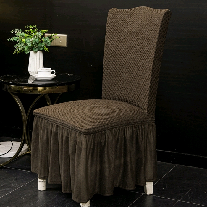 2021新款通用高端土耳其小方格连体椅子套裙摆款椅子垫5