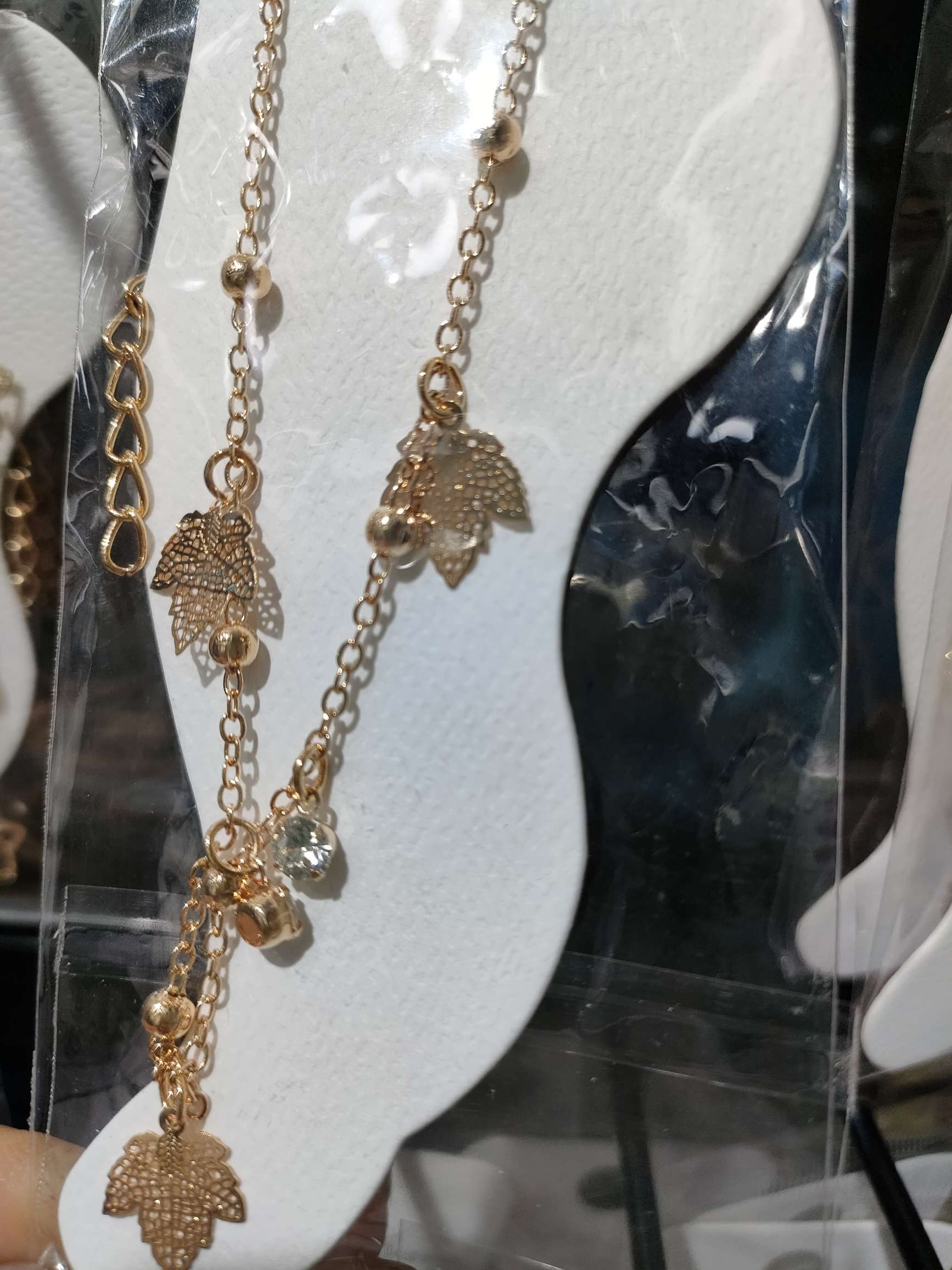 3片2钻圆叶子脚链详情图7