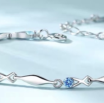 A series of blue diamond bracelets
