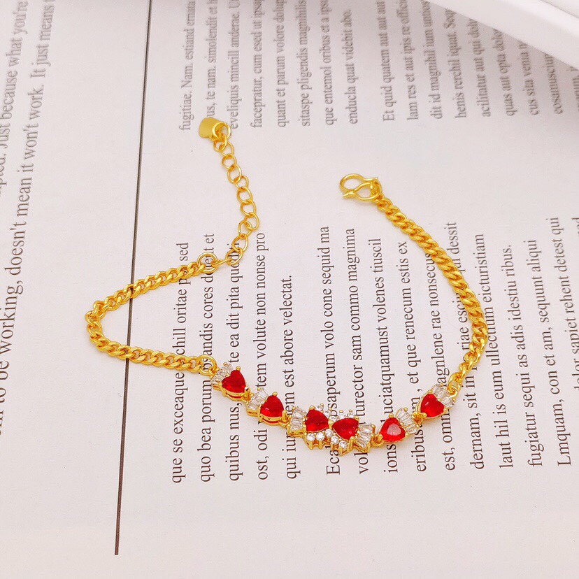 Red zircon flower inlaid bracelet
