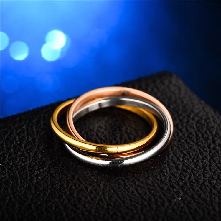 Three Lives Three Worlds Titanium Steel fashionable and elegant Japanese and Korean ring, Jieya steel jewelry pic 1