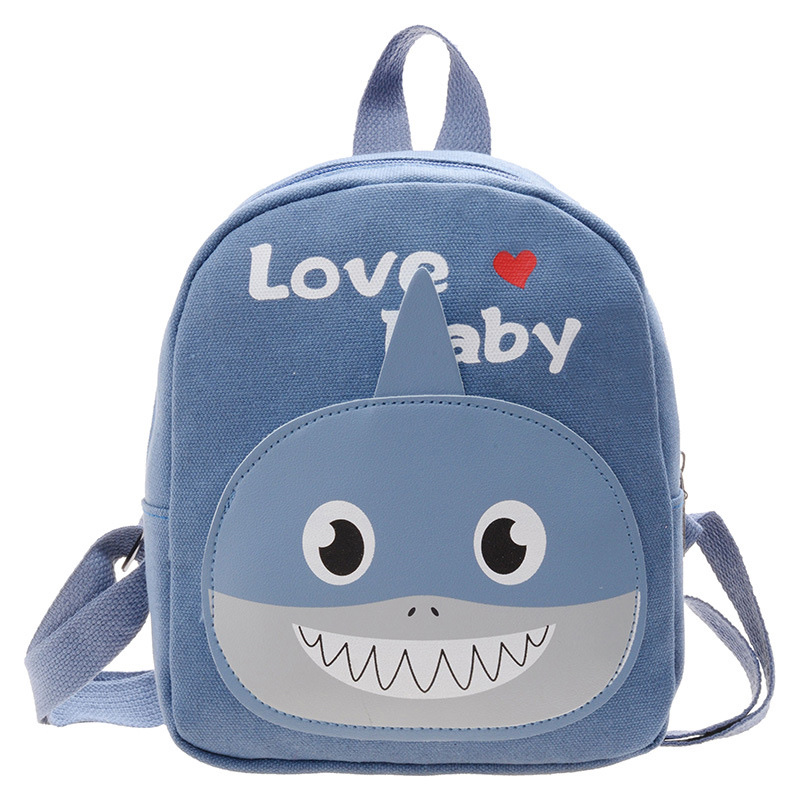 儿童小书包新款可爱男女孩卡通双肩包幼儿园宝宝休闲帆布动物背包白底实物图