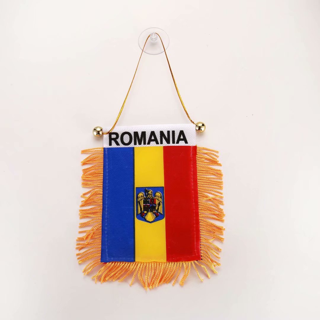厂家直销供应汽车小挂旗，，球迷用品，罗马尼亚车旗
