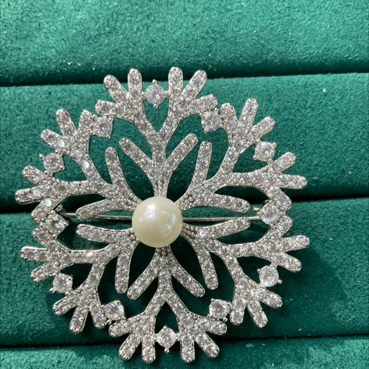 Large snowflake brooch with small diamonds