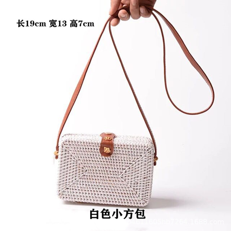 越南藤编 手工草编包 方形藤编包拓迎编织包单肩斜挎女小风香女包详情图3