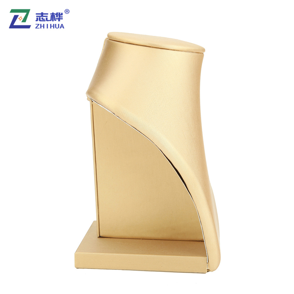 New PU leather vertical portrait stand, neck jewelry stand, model necklace pendant display stand, jewelry display prop details Picture