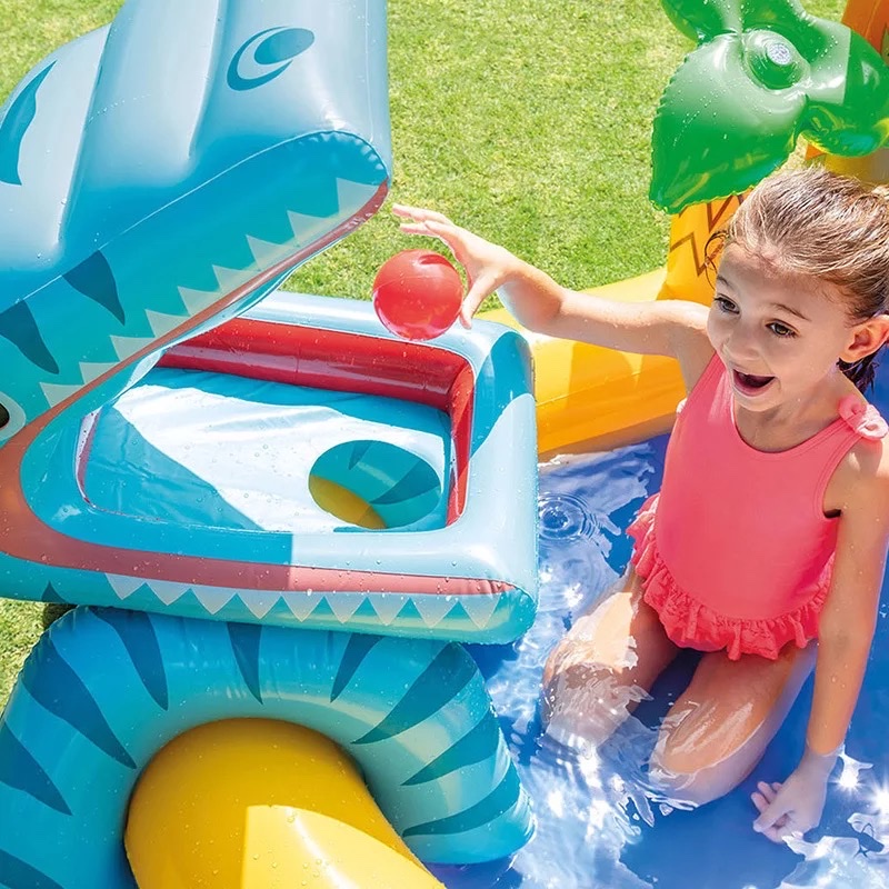intex57444儿童充气游泳池滑梯加厚喷水池海洋球池家用宝宝戏水池产品图