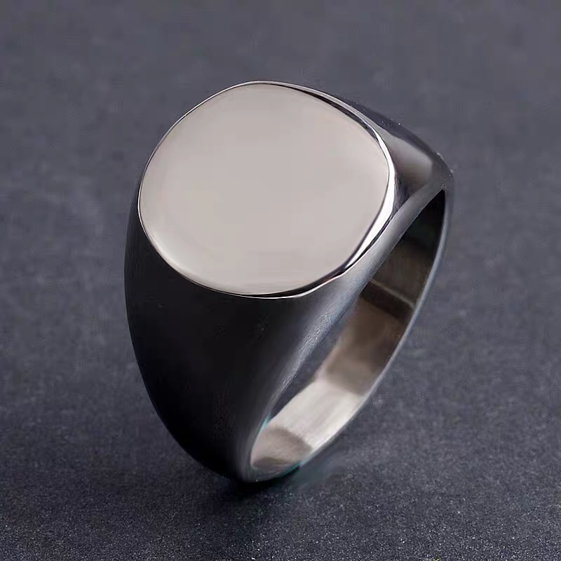 European and American men's trendy hip-hop and powerful single ring titanium steel index finger ring 6