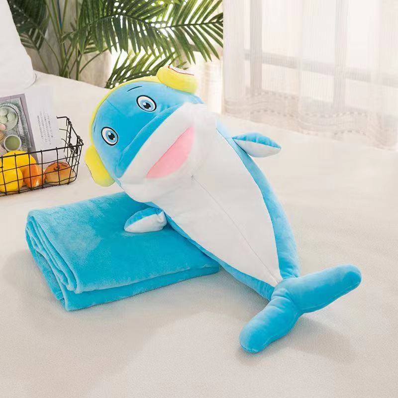 毛绒湖蓝鲨鱼空调被