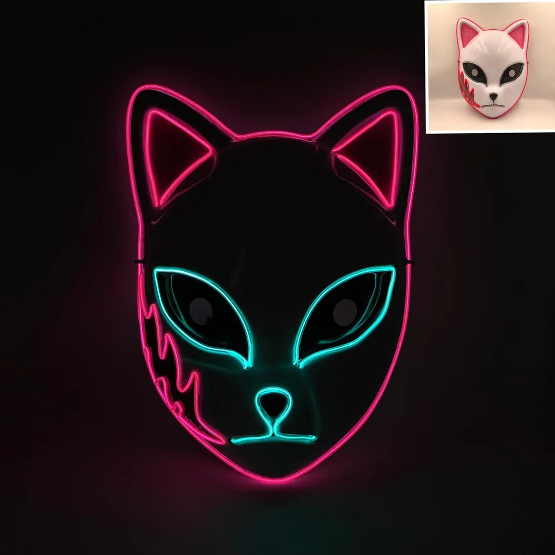 冷光带灯猫面具狐狸面具光产品图