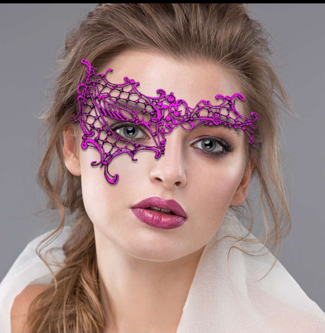 MJ-202化妆舞会紫色蕾丝面具半脸女 万圣节cos派对道具成人定型镂空眼罩面纱详情图2