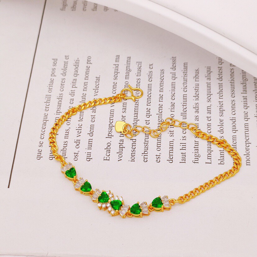 Grandma green zircon inlaid bracelet