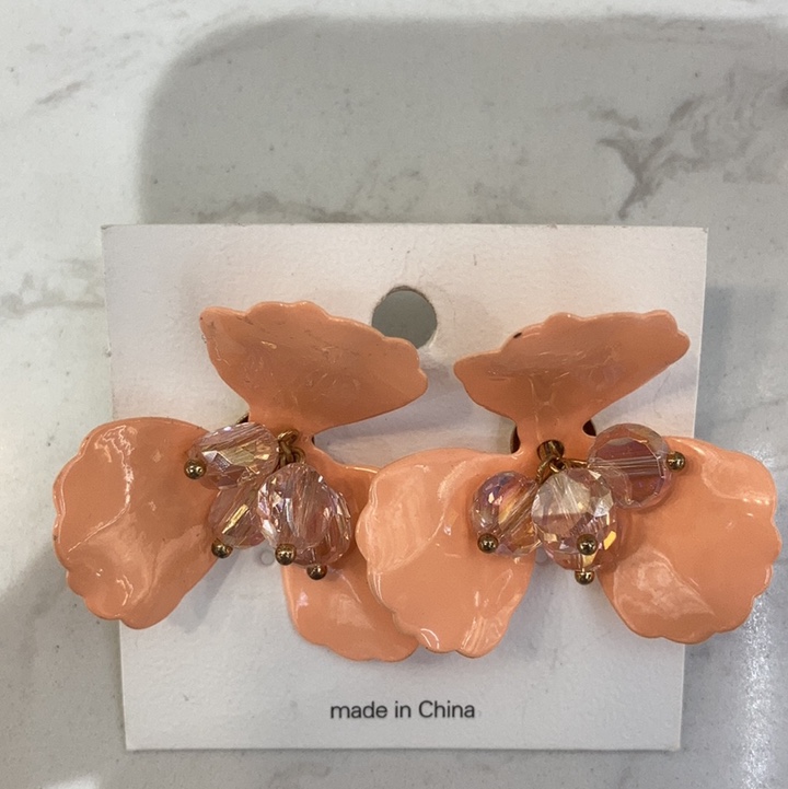 Baroque Haute Dazzle style metal simple flower crystal handmade earrings