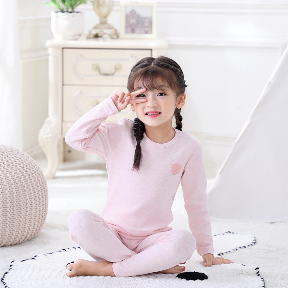 舒绒纯棉儿童保暖加厚内衣套装 8001女童棉毛衫圆领秋衣秋裤图