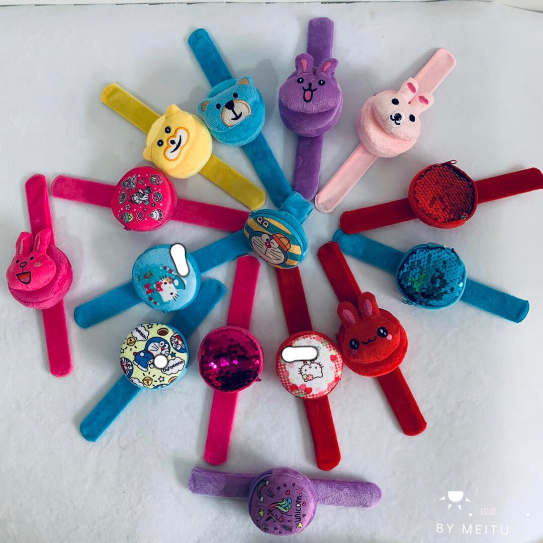 Japanese and Korean pop plush Pop ring bracelet Pop ring coin wallet Children's wrist wallet Pop ring printed wallet