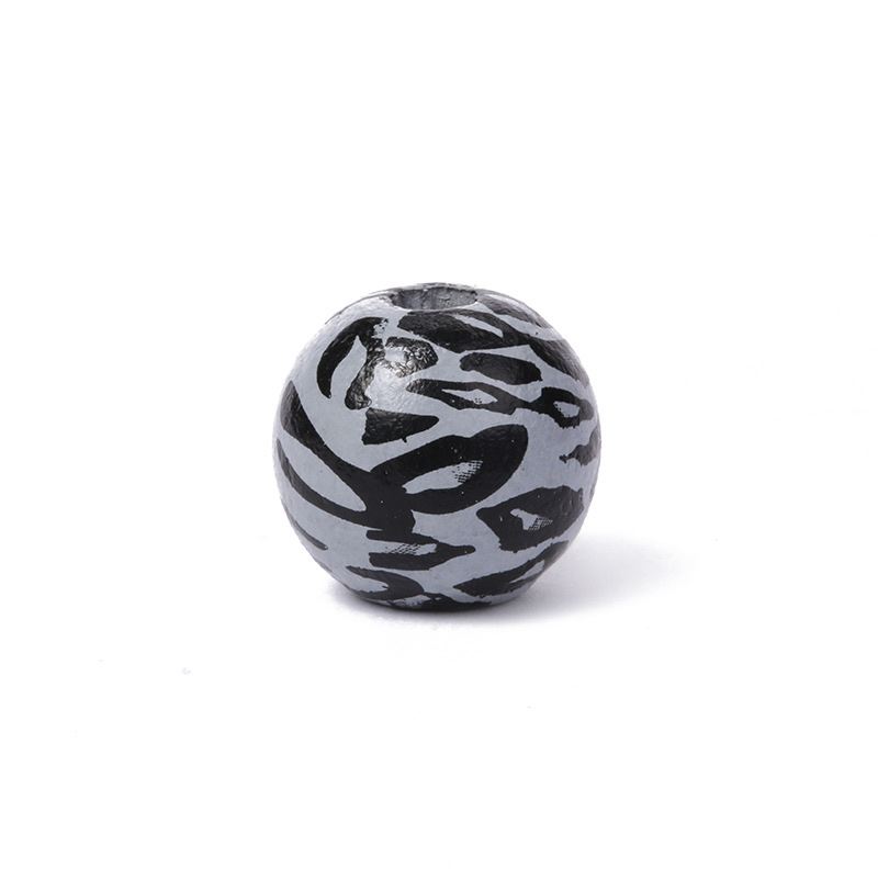 16mm leopard print straw wood beads detail image 5