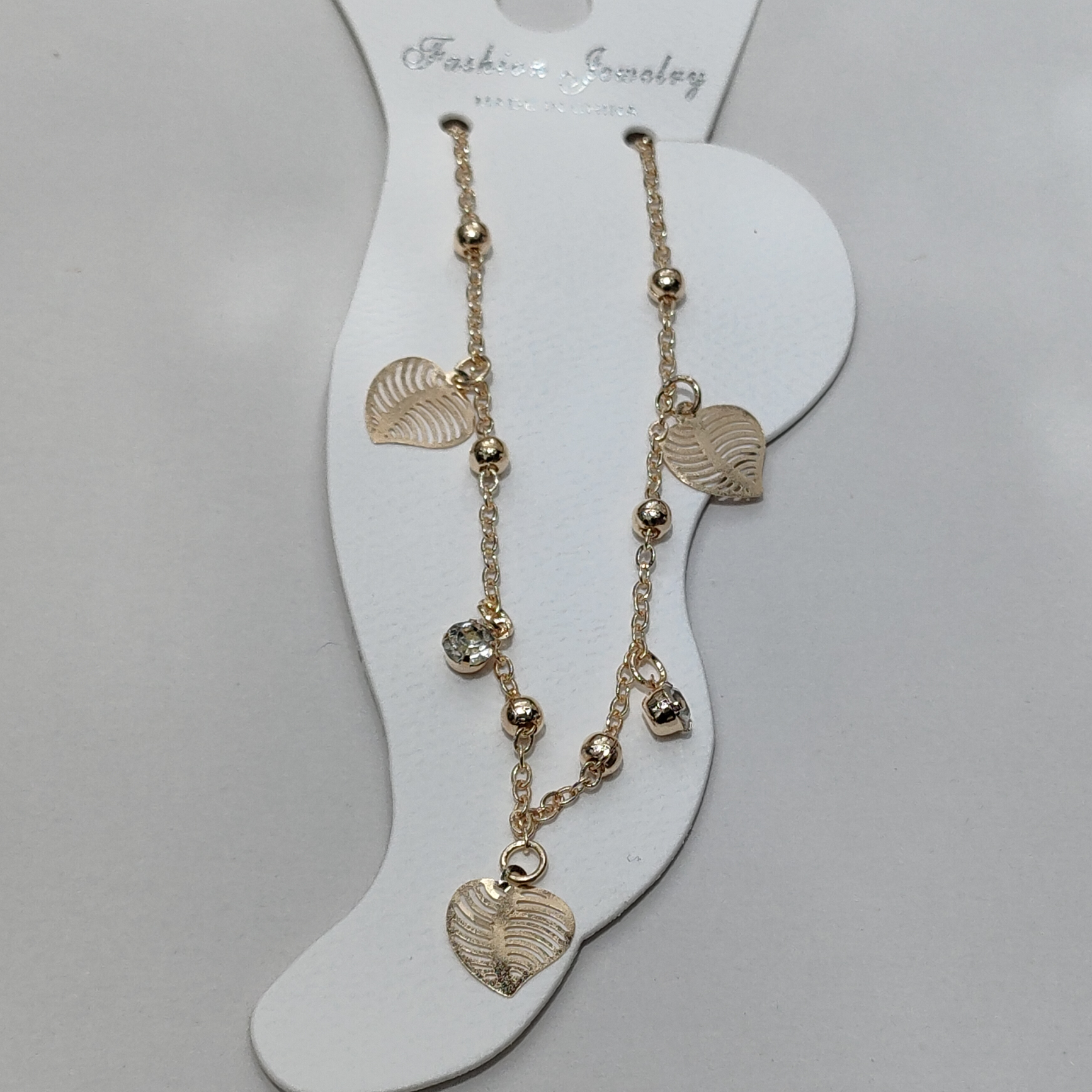 3片2钻圆叶子脚链