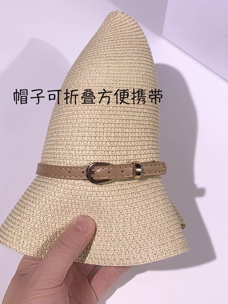 草帽新款夏季草编凉帽遮阳防晒帽女可折叠太阳帽男宽檐帽子详情图3