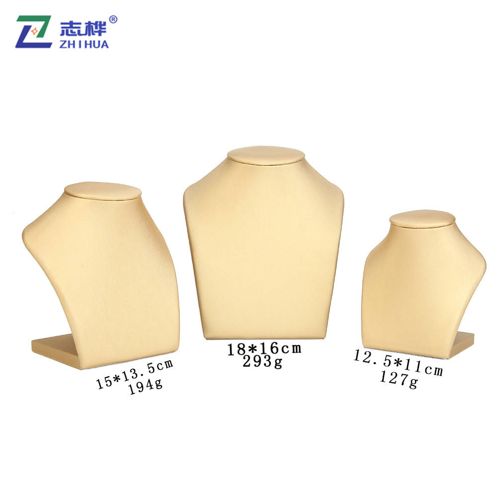 New PU leather vertical portrait stand, neck jewelry stand, model necklace pendant display stand, jewelry display prop Specification image