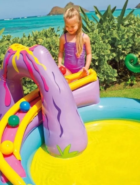 INTEX 57135 恐龙八字喷水滑梯充气池戏水池儿童家庭游泳池海洋球池详情4