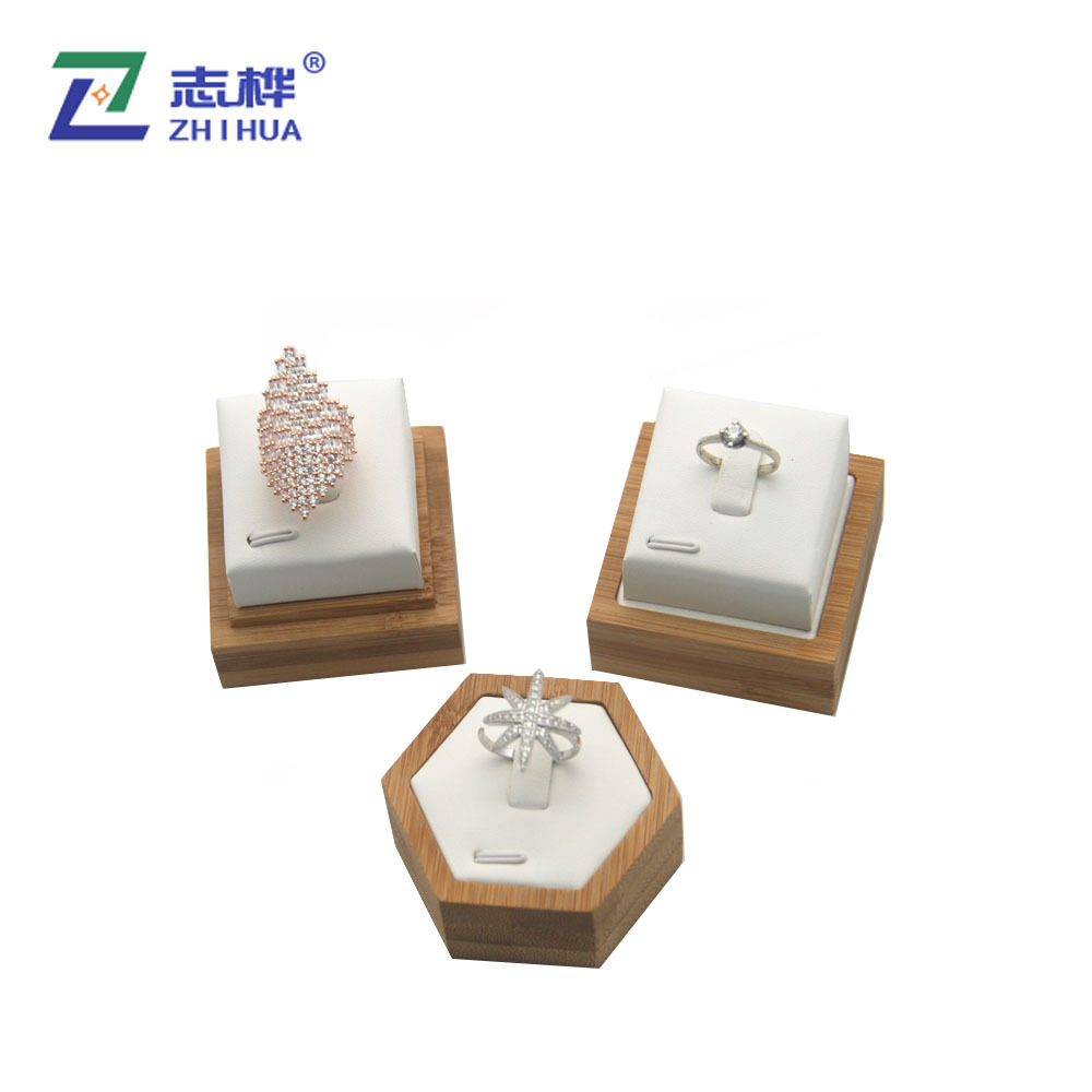 Zhihua natural bamboo and wood jewelry display stand single ring double ring display stand jewelry display props thumbnail