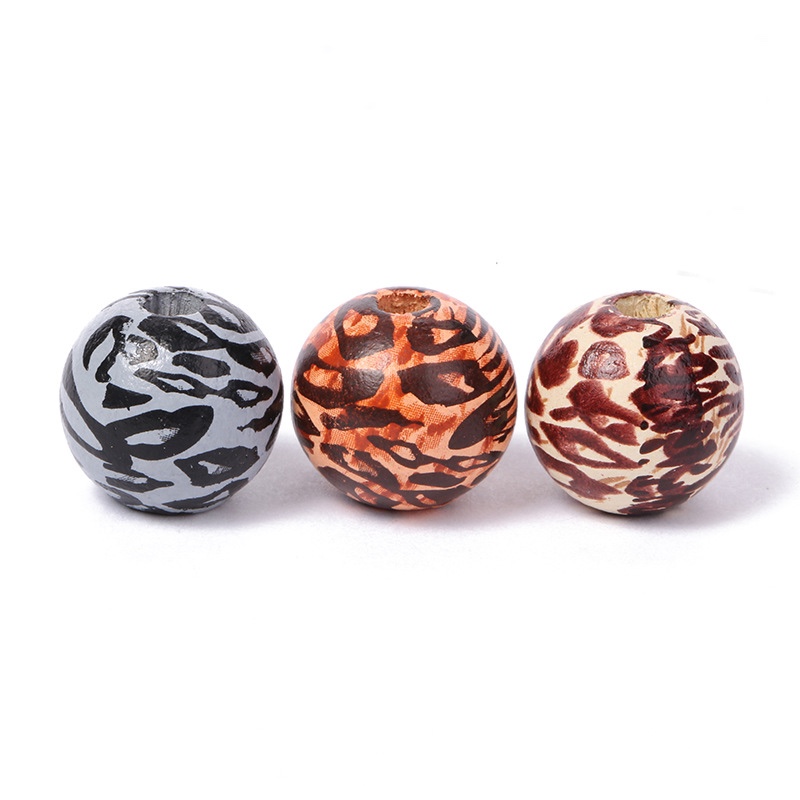 16mm leopard print straw wood beads