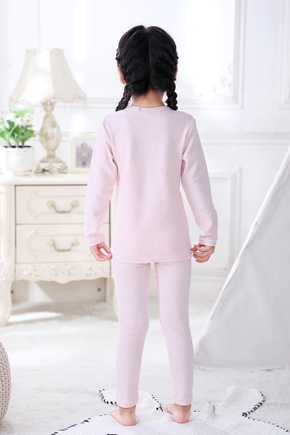 舒绒纯棉儿童保暖加厚内衣套装 8001女童棉毛衫圆领秋衣秋裤详情图9