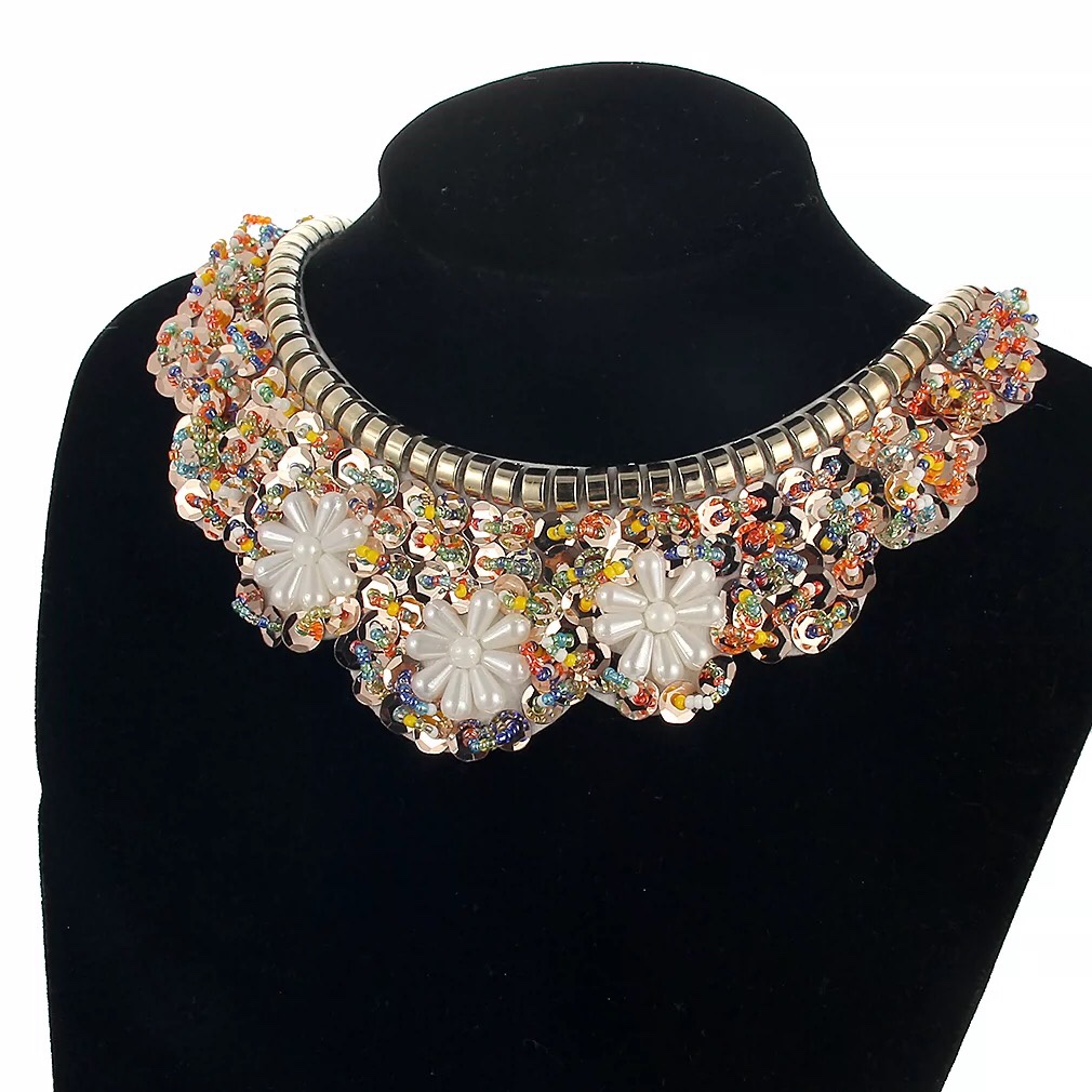 Korean fashion doll collar gold nail beads glitter female false collar pearl glitter decorated spring and autumn shirt sweater false collar 10