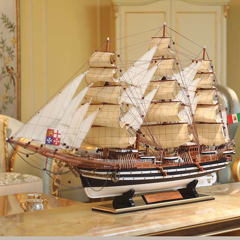 Original Design Smooth Sailing Boat Model Decoration Creative Living Room Decoration Porch Desktop Wooden Crafts 292 details Picture