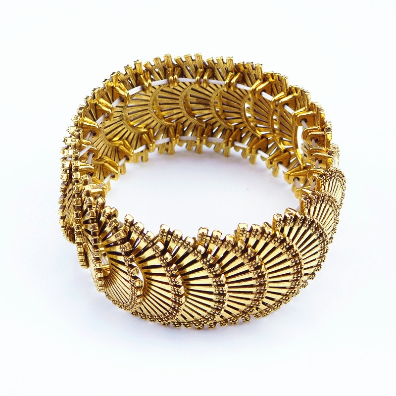 Vintage dark gold metal alloy semi-circle fan elastic string bracelet for women and men Bracelet with accessory bracelet